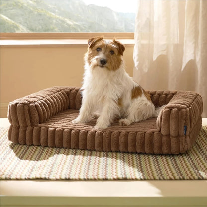 Orthopedic Dog Beds for Large Dog,32 Inch Removable Washable Dog Beds with Sides,Non-Slip Bottom Memory Foam Large Pet Beds,Khaki
