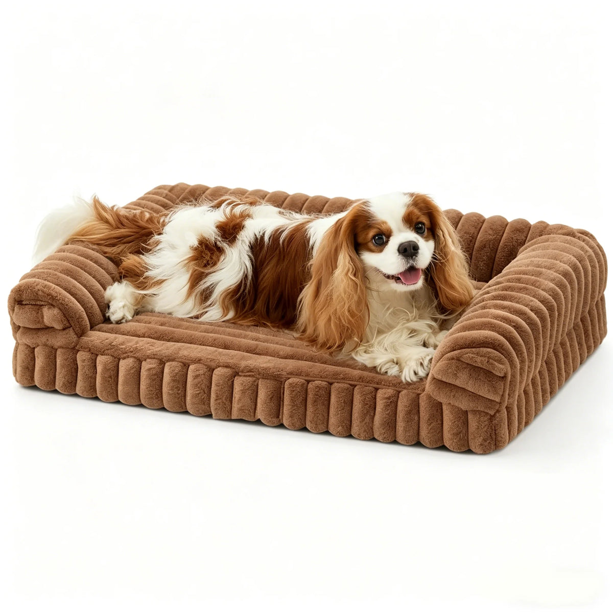 Orthopedic Dog Beds for Large Dog,32 Inch Removable Washable Dog Beds with Sides,Non-Slip Bottom Memory Foam Large Pet Beds,Khaki